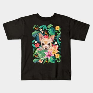 Tropical Short Haired Fawn Red Chihuahua Kids T-Shirt